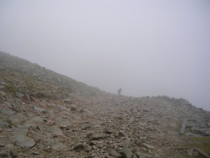 Misty mountain drop. The final path to the summit, 2008.