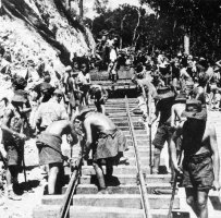 POWs laying track on the BUrma Death Railway, 1943.
